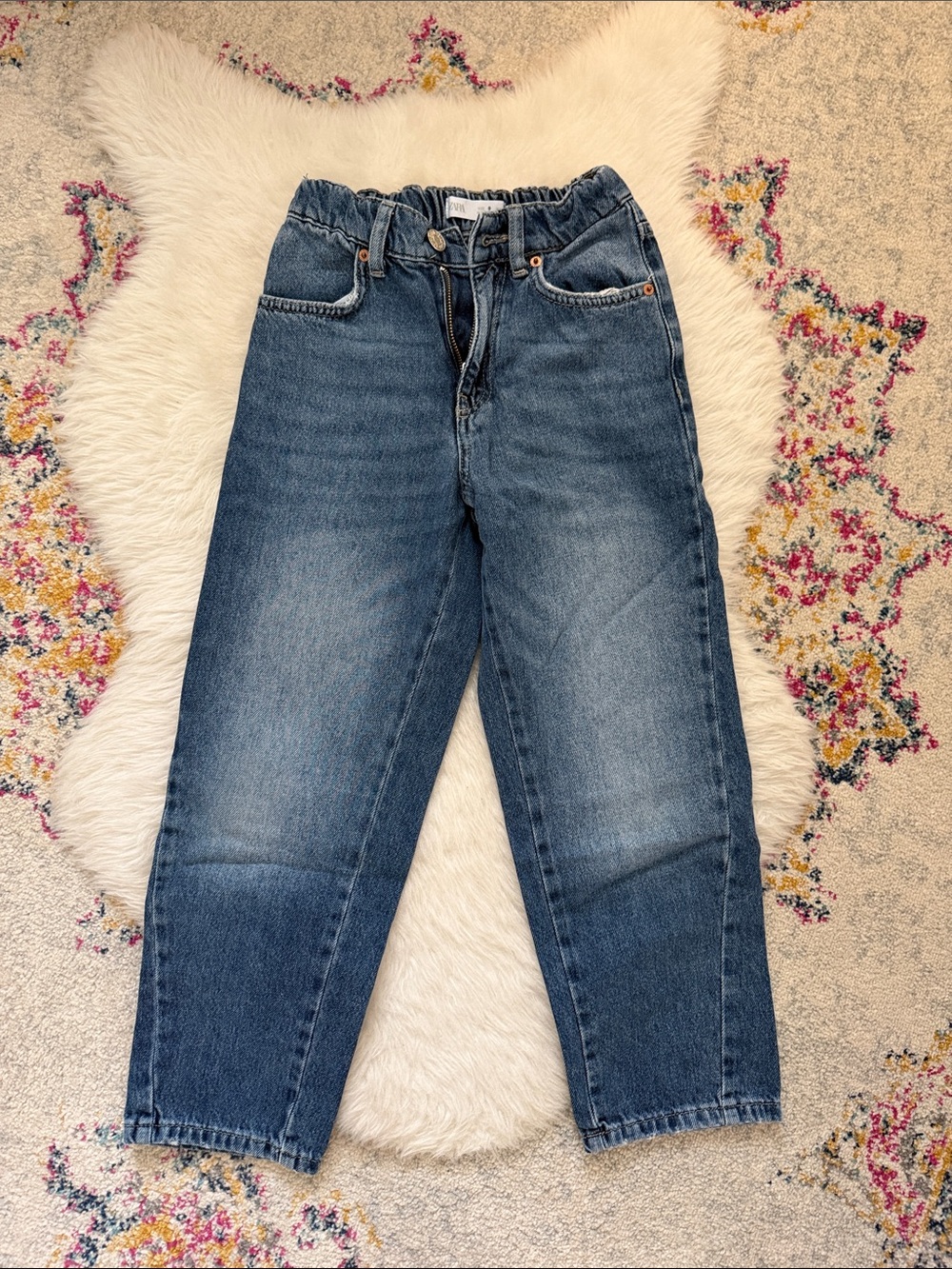 Zara Girls Boyfriend Jeans in Medium Blue Wash